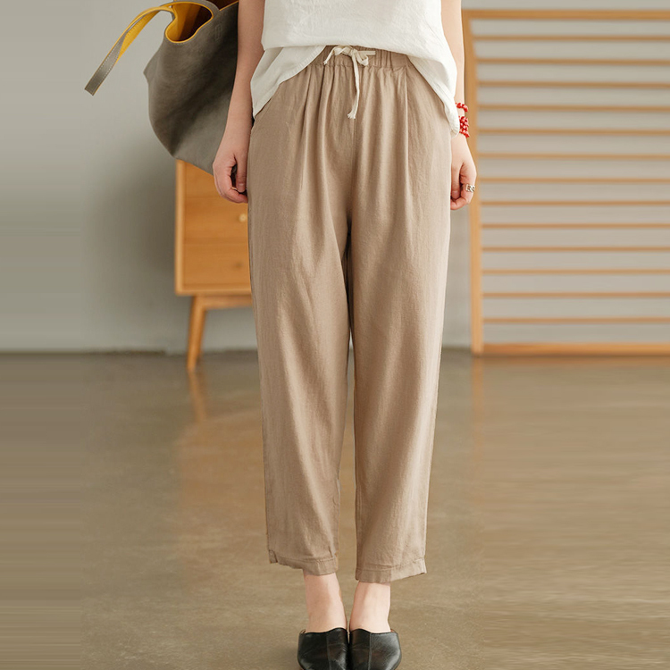 ロング丈 ハイウエスト レギュラー丈 Vネック 無地 カジュアル   シンプル パンツ
