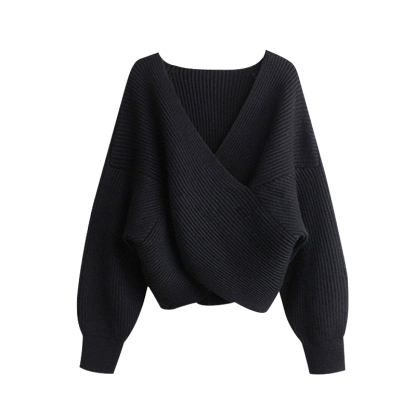 【単品注文】ゆったり Vネック 無地 カジュアル シンプル ニットセット