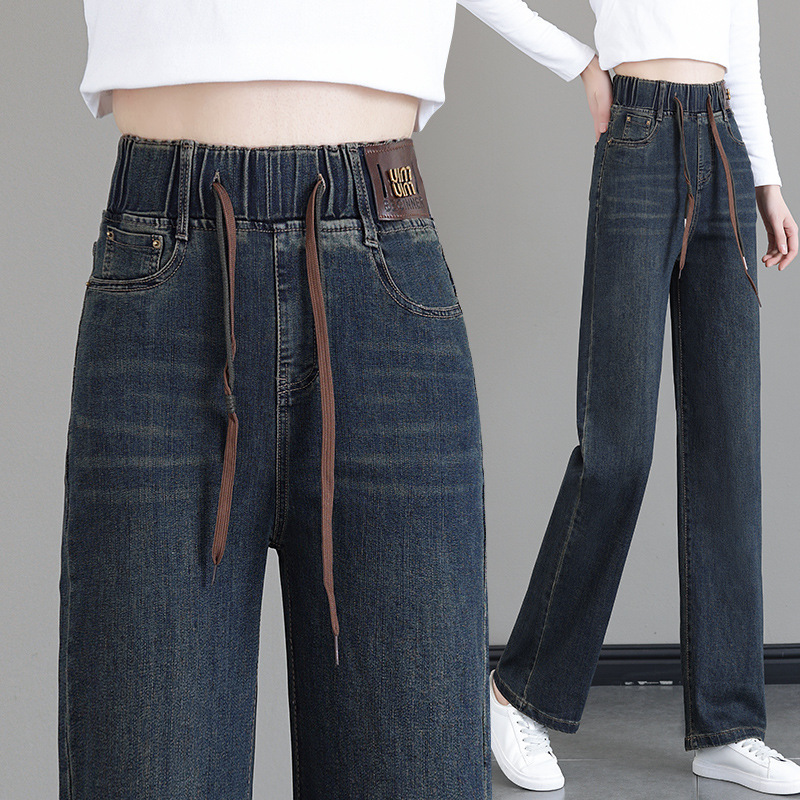 ハイウエスト九分丈ストレートワイドパンツ