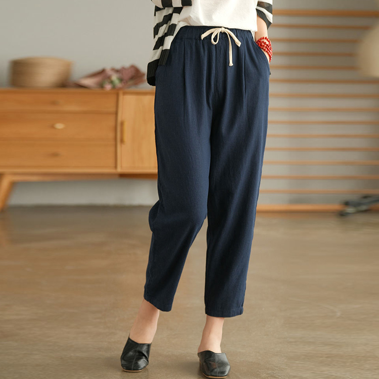 ロング丈 ハイウエスト レギュラー丈 Vネック 無地 カジュアル   シンプル パンツ