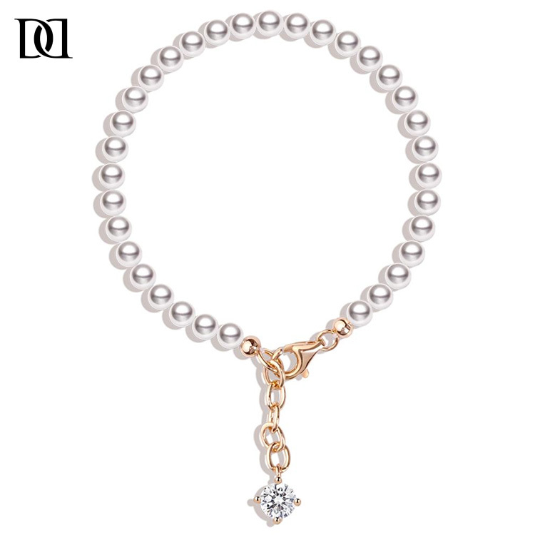 ダイヤモンド 無地 パール ブレスレット