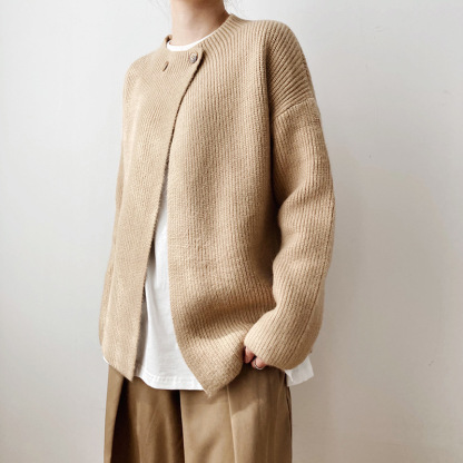無地 カジュアル シンプル ニット カーディガン