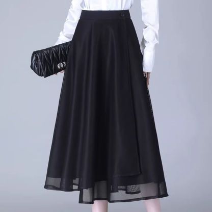 落ち感の良い チュール カジュアル ハイウエスト シンプル スカート