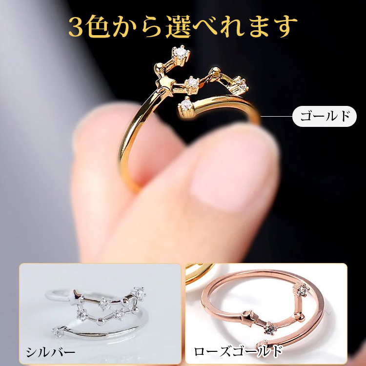 精巧な仕上がり 絶妙なデザイン 12星座 ダイヤモンド リング