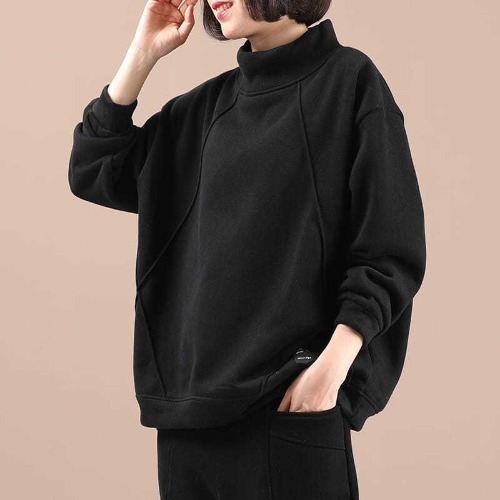 あったか 無地 カジュアル ハイネック スウェット