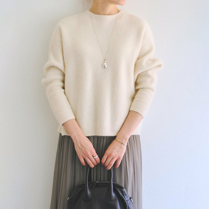 定番 前後両用 混紡素材 後ろボタン ニット カーディガン