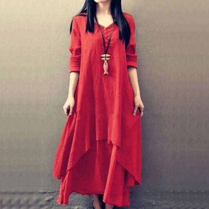 体形カバー 柔らかい 快適 通気性抜群 無地 ワンピース