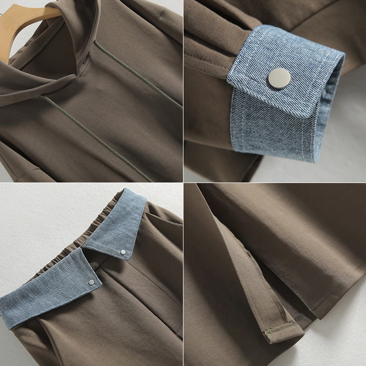 着替え簡単 フード付き パーカー+ロングス カート セットアップ