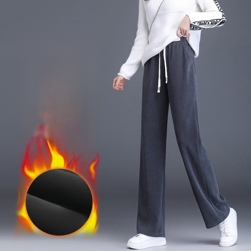 【裏起毛なし/裏起毛あり】柔らかい 無地 ストレート ワイドパンツ