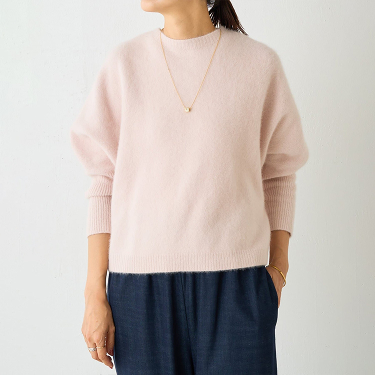 定番 前後両用 混紡素材 後ろボタン ニット カーディガン