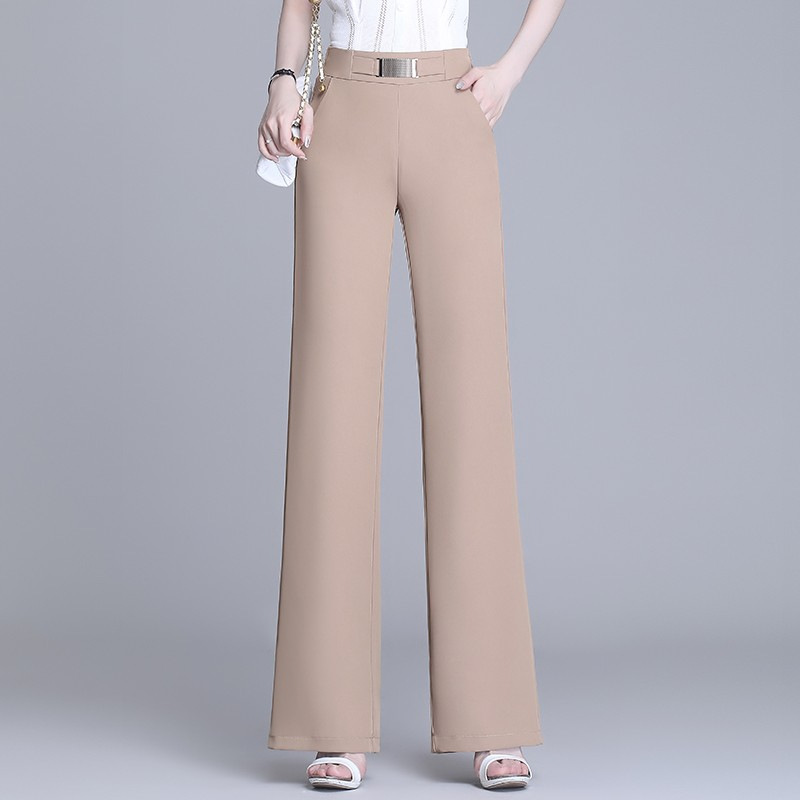 接触冷感・ハイウエスト 無地 カジュアル シンプル ガウチョパンツ