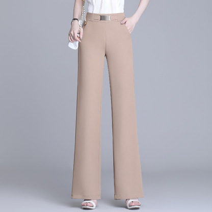 接触冷感・ハイウエスト 無地 カジュアル シンプル ガウチョパンツ