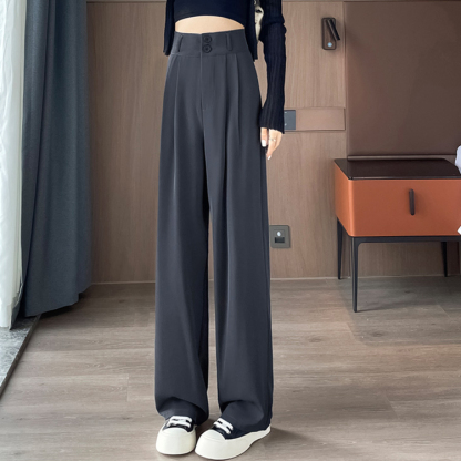 無地 カジュアル シンプル ハイウエスト パンツ