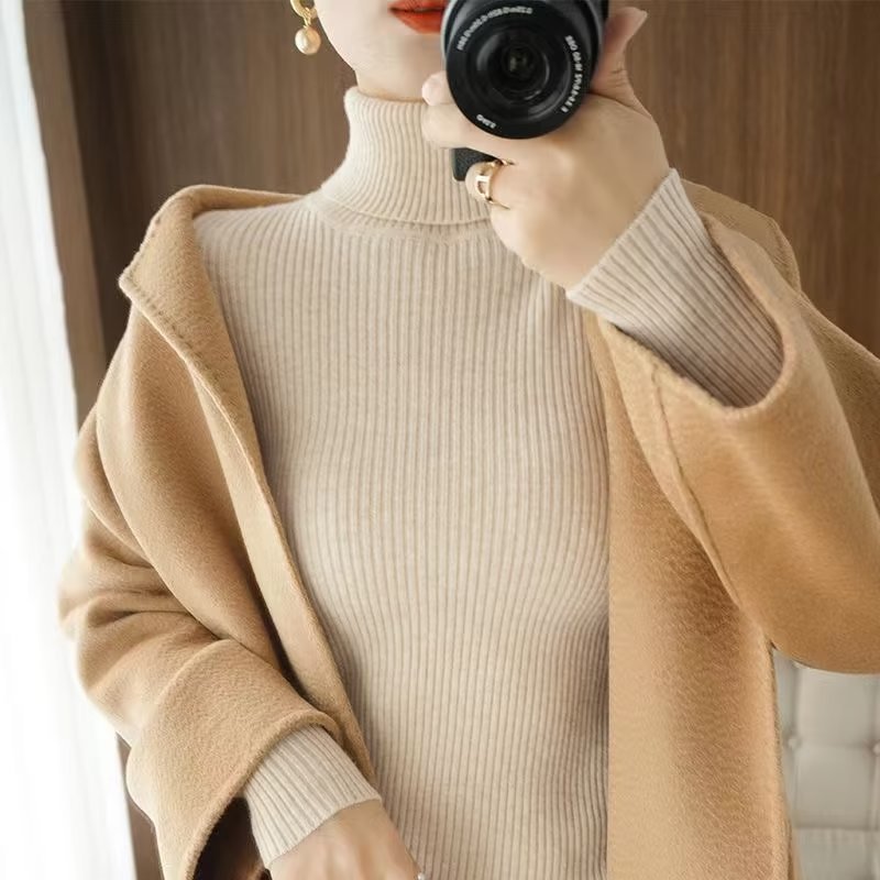 無地 レディース タートルネック ニット