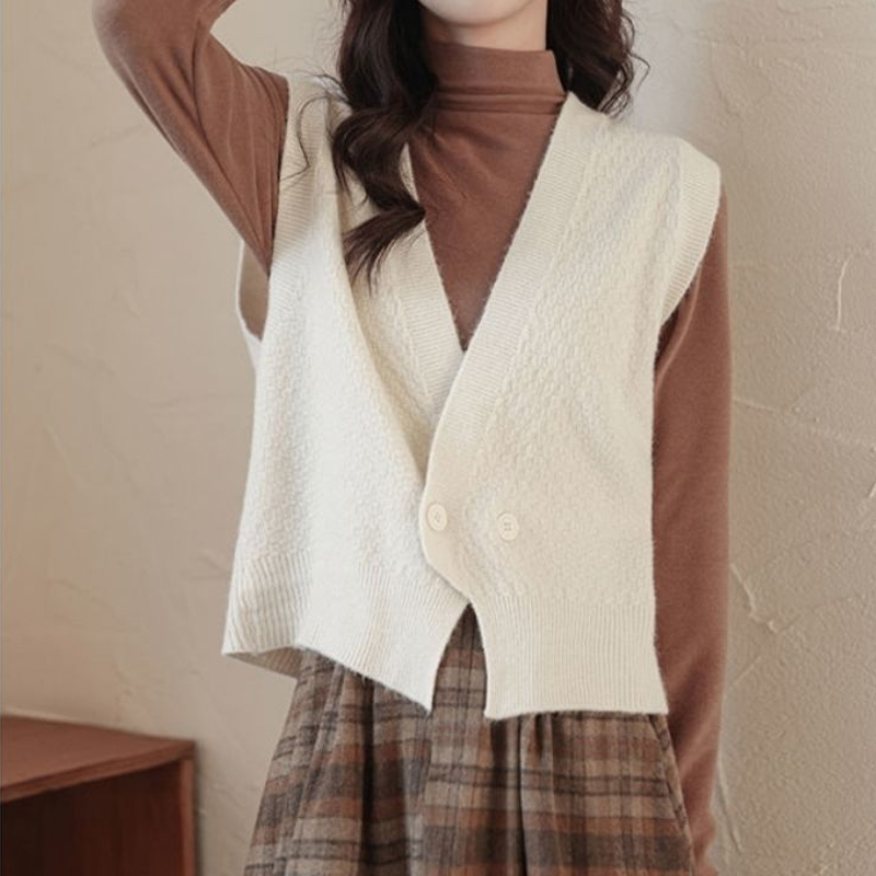 無地 カジュアル シンプル Vネック ニット ベスト