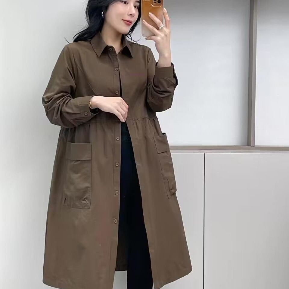 簡単おしゃれ 着痩せ 無地 カジュアル シンプル 長袖 トレンチコート