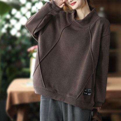 あったか 無地 カジュアル ハイネック スウェット