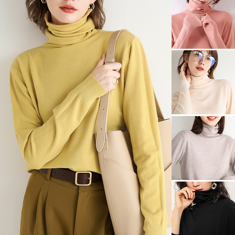 無地 カジュアル シンプル タートルネック ニットセーター