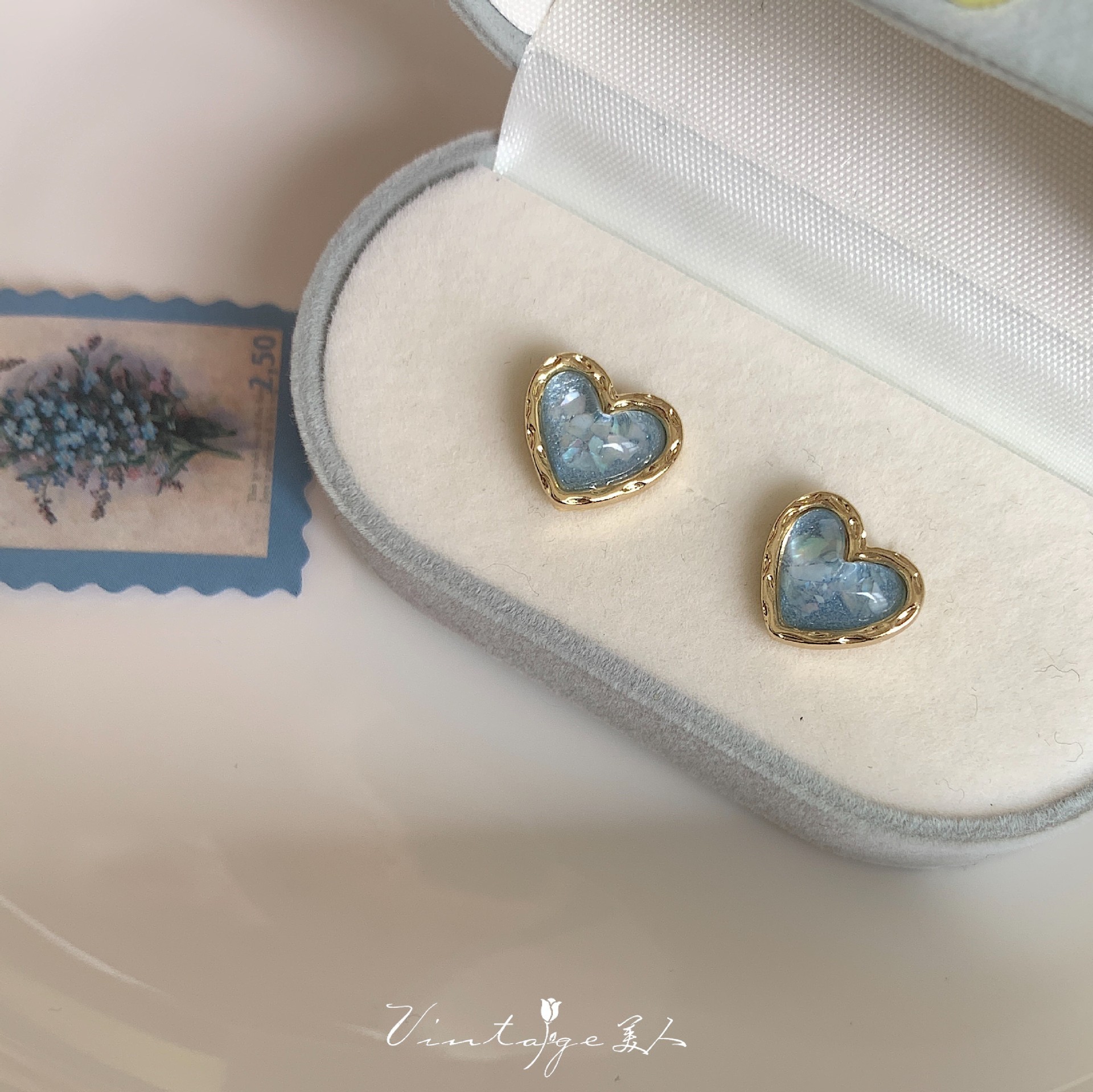 ヴィンテージハートピアス【5ペアセット】