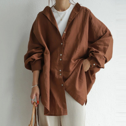 無地 カジュアル レディース 立襟 ロング丈 シャツ