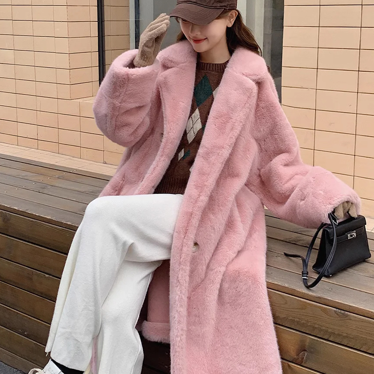 無地 エコファー 厚手 ロング丈 コート