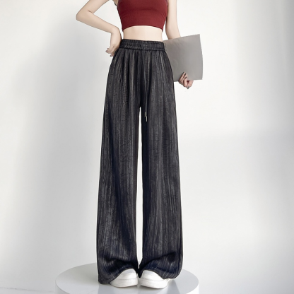 ハイウエスト 接触冷感 ドレープ ワイドパンツ