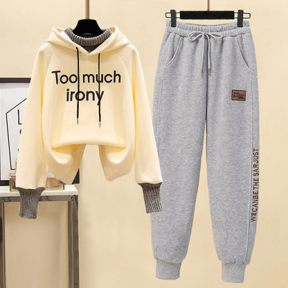 着回し力抜群 レディース アルファベット フード付き 上下セット