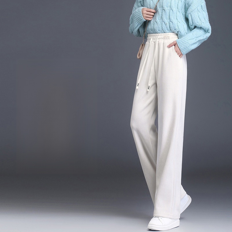 【裏起毛なし/裏起毛あり】柔らかい 無地 ストレート ワイドパンツ