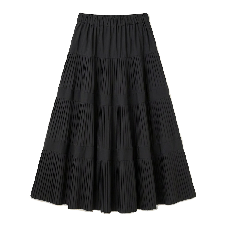 ハイウエスト 無地 カジュアル 秋冬用 プリーツ スカート