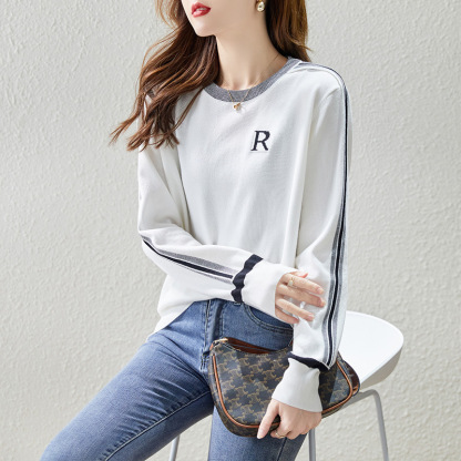 レディー スラウンドネック 配色 ラウンドネック ニット