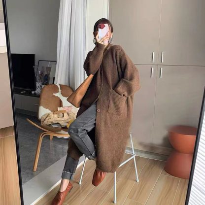 圧迫感なし ルーズ 無地 ロング丈 カーディガン