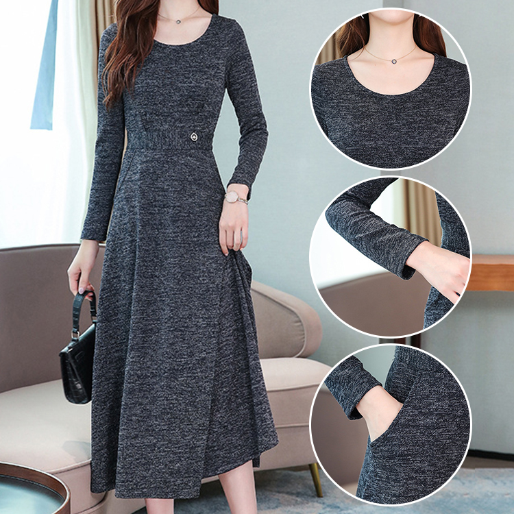 エレガント スタイリッシュ 長袖 カジュアルワンピース