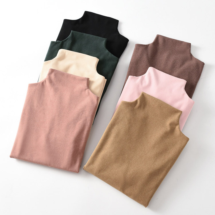 柔らかい あったか ハイネック 無地 カットソー