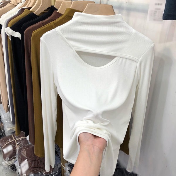 セクシー ハーフハイネック 無地 カジュアル シンプル Tシャツ