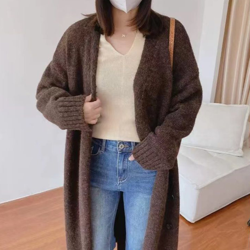 ロング ニット 無地 カジュアル シンプル カーディガン