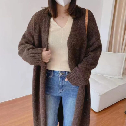ロング ニット 無地 カジュアル シンプル カーディガン