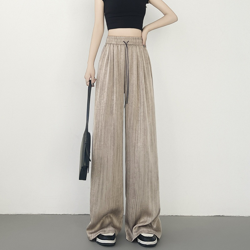 ハイウエスト 接触冷感 ドレープ ワイドパンツ