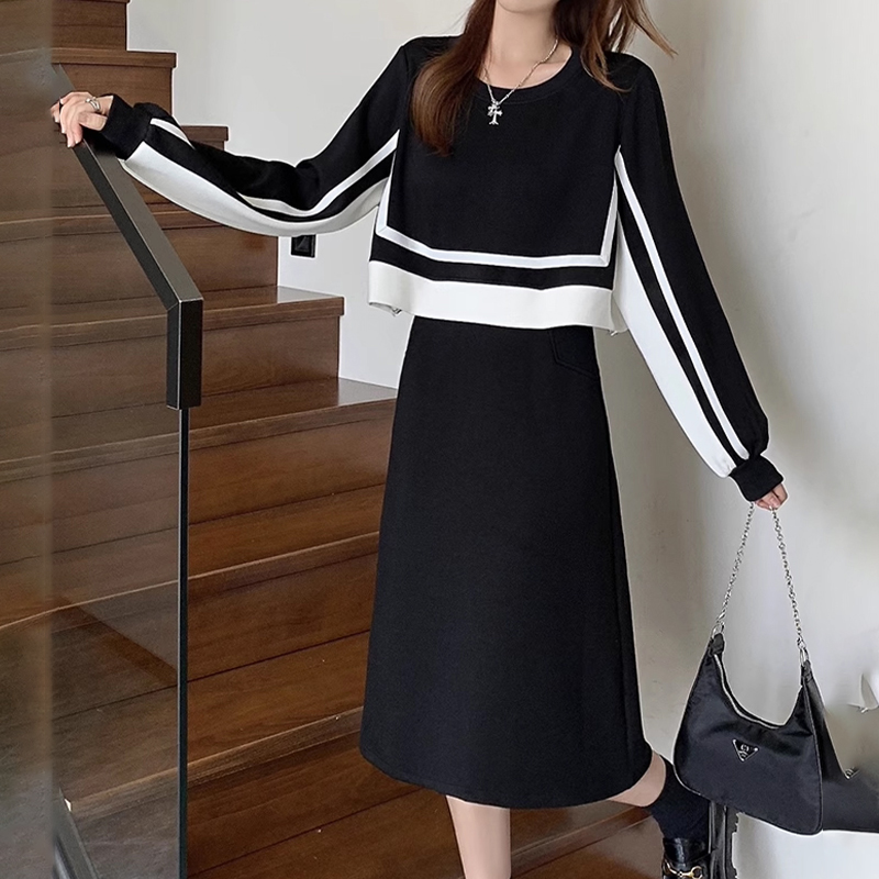 着やすい コントラスト 配色 レイヤード ワンピース