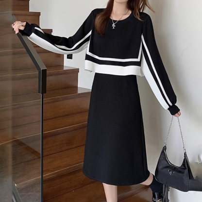 着やすい コントラスト 配色 レイヤード ワンピース