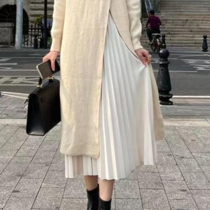 無地 ロング丈 レディース ファッション ニットワンピース