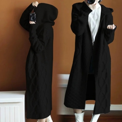 フードつきロングカーディガン