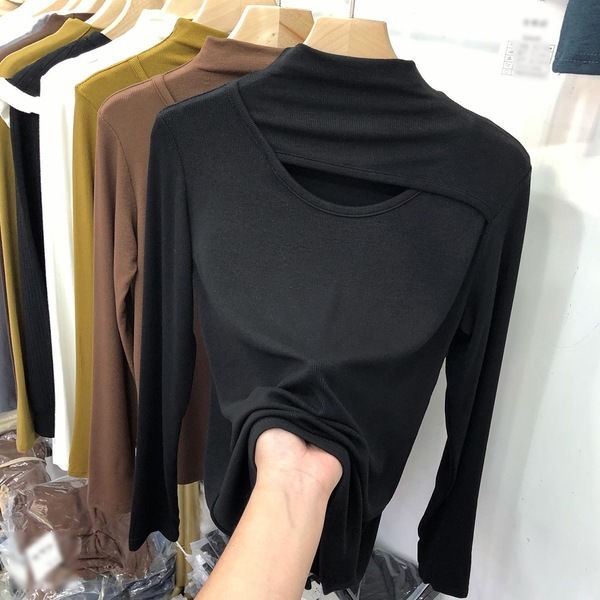 セクシー ハーフハイネック 無地 カジュアル シンプル Tシャツ