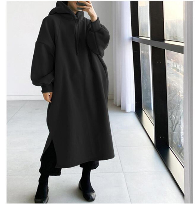 人気上昇中 保温性いい 無地 ロング 裏ボア パーカー