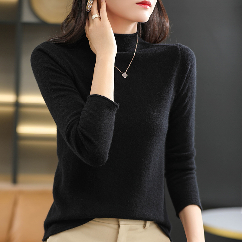 着回し可能 ハイネック 無地 セーター