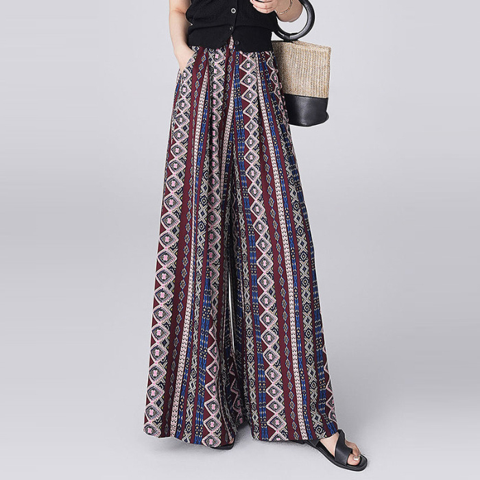 人気爆発中 プリント柄 UVカット ガウチョパンツ