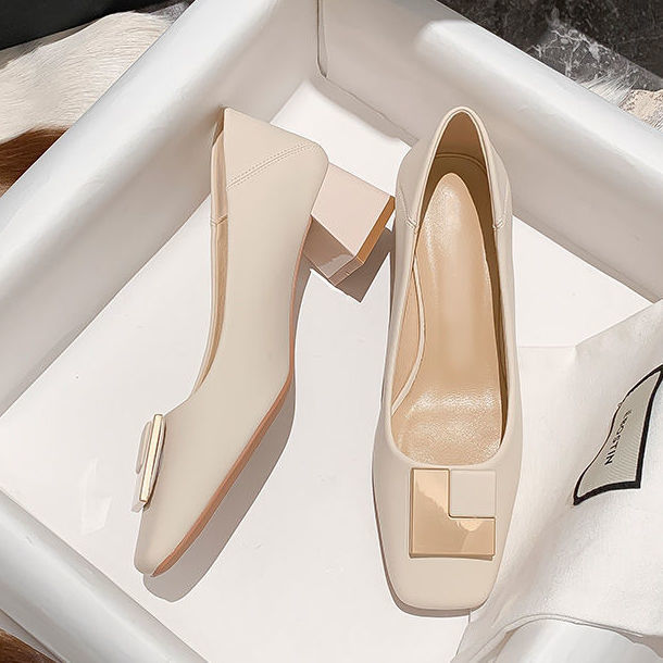 エレガント レディース スクエアトゥ パンプス