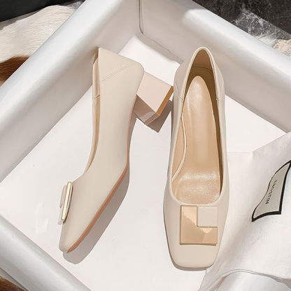 エレガント レディース スクエアトゥ パンプス