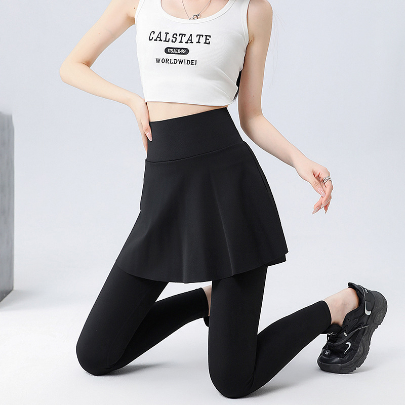 無地 カジュアル シンプル スカート付き着圧 レギンス