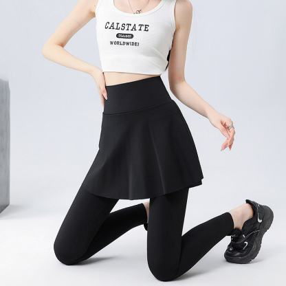 無地 カジュアル シンプル スカート付き着圧 レギンス