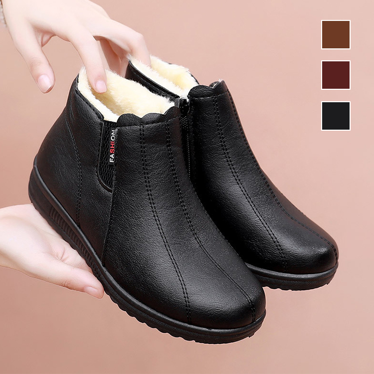 無地 カジュアル 裏ボア付き 保温 ブーツ